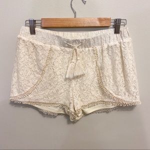 Vanilla Star Cream Lace Shorts Boho Size M